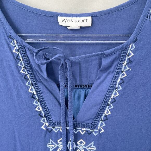 Westport Embroidered Mini Dress Womens Medium Boho Peasant Chic Western Indie - Picture 6 of 6